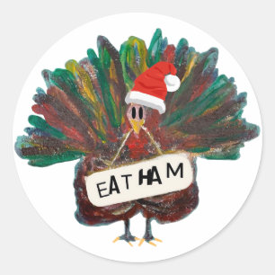 Jul Turkiet Santa Hat Ham Runt Klistermärke