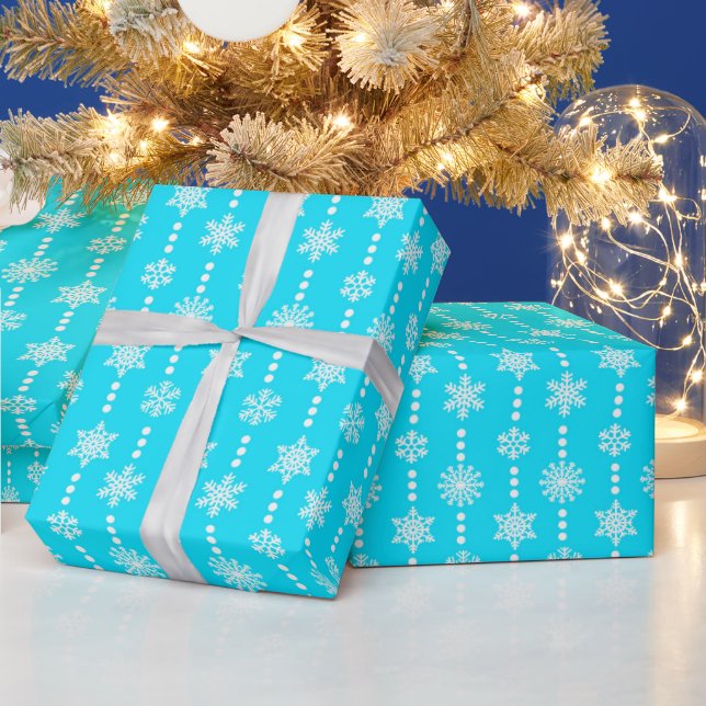 Jul Turkos och Vit Snöflingor Mönster Presentpapper (Helgdagar)