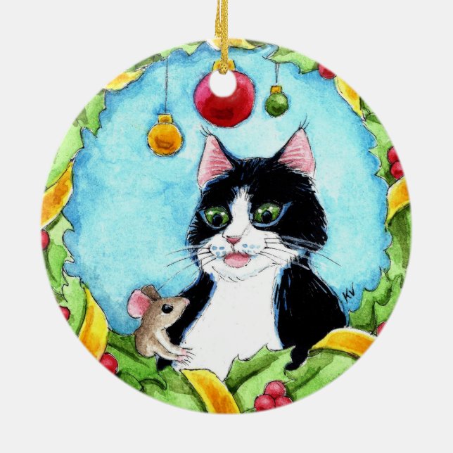 Jul Tuxedo Cat mus Winter ornament (Baksidan)