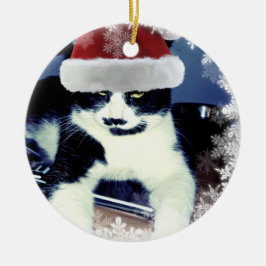 Jul Tuxedo Cat Round Ornament