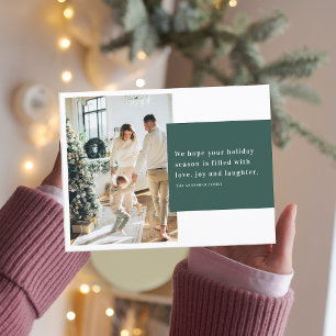 Jul två-fotofamilj   GRÖNT LYCKLIG HELGDAG Vykort