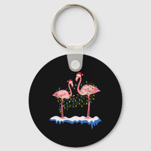 Jul två rosa flamingo sommar Xmas jul Nyckelring