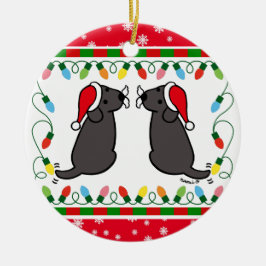 Jul Twin Black Labradors Santa Ornament