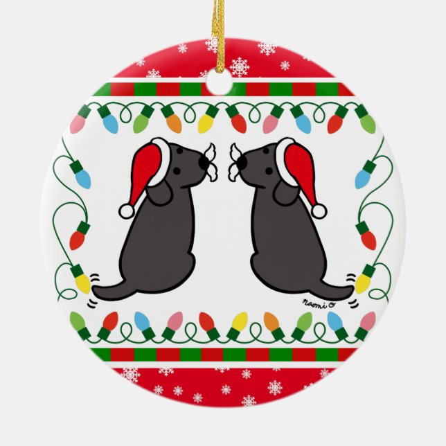 Jul Twin Black Labradors Santa Ornament (Baksidan)