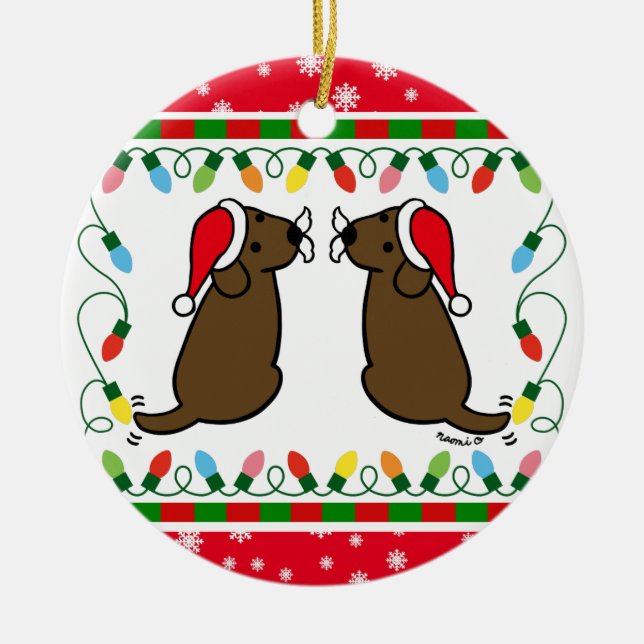 Jul Twin Chocolate Labradors Santa Ornament (Framsidan)