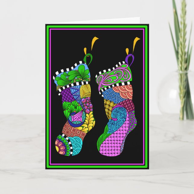 Jul Twist Stockings Helgkort (Framsida)
