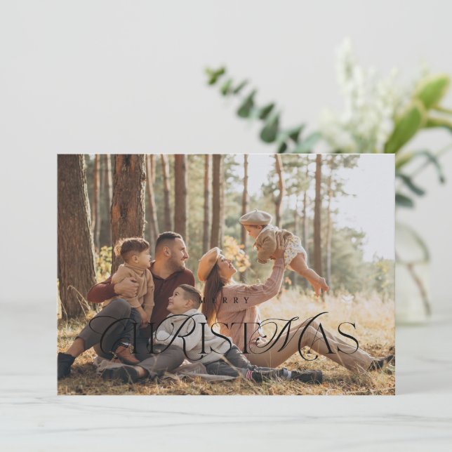 Jul Typografi Foto Kort (Stående Fram)