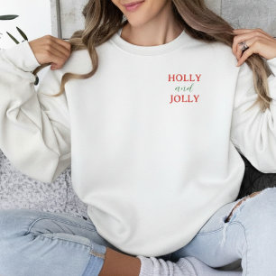 Jul typografi med Holly and Jolly Lång Ärmad Tröja