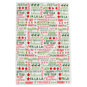 Jul Typografi Röd & Grön Sömlös Mönster