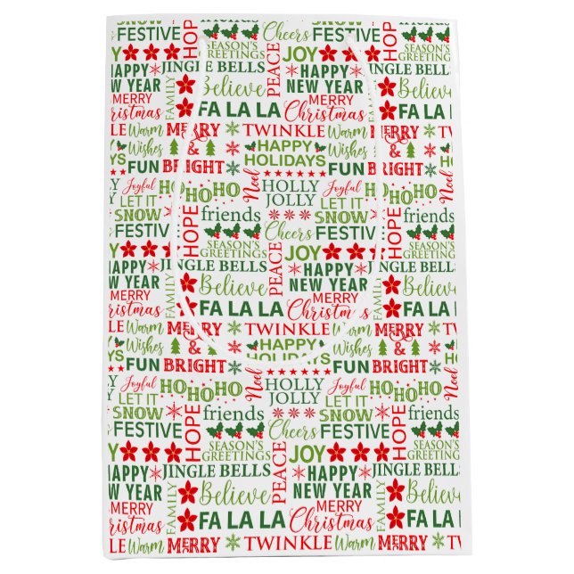 Jul Typografi Röd & Grön Sömlös Mönster (Framsidan)