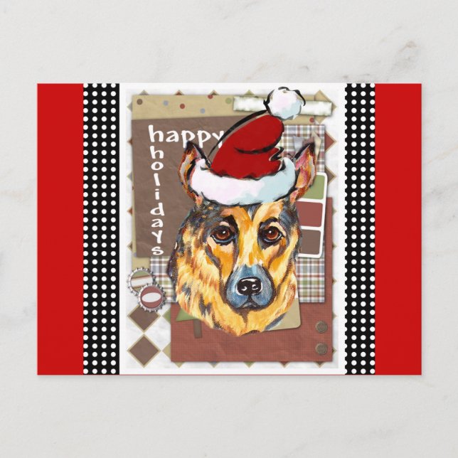 JUL TYSK SCHÄFERHUND HELG VYKORT (Framsida)