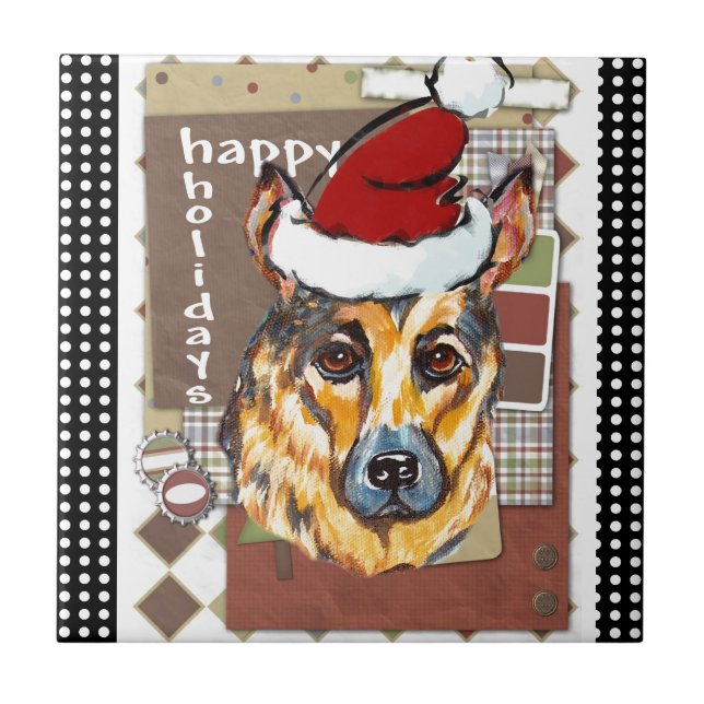 JUL TYSK SCHÄFERHUND KAKELPLATTA (Framsidan)