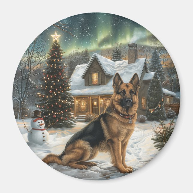 Jul tysk schäferhund magnet (Framsidan)