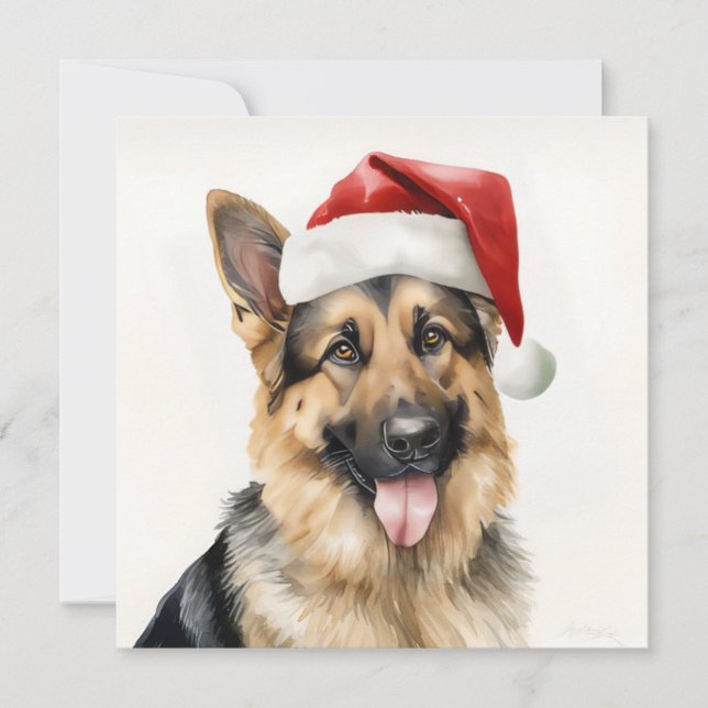 jul tysk schäferhund semester gratulationskort julkort (Framsida)