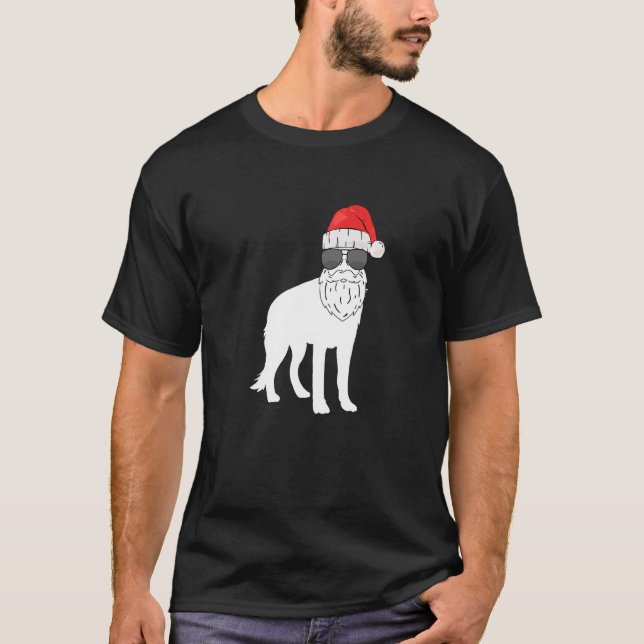 Jul tysk shepherdhund har klätt sig som tomte t shirt (Framsida)