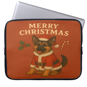 Jul Tysk Shepherdhund Xmas Tomte Hund Laptop Fodral