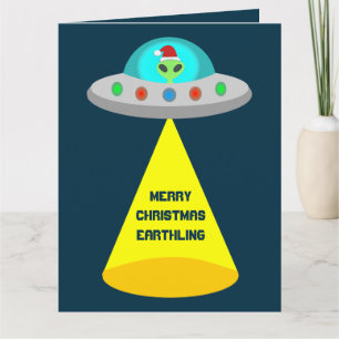 Jul UFO Ho Alien Flies Saucer-Anpassningsbar Kort