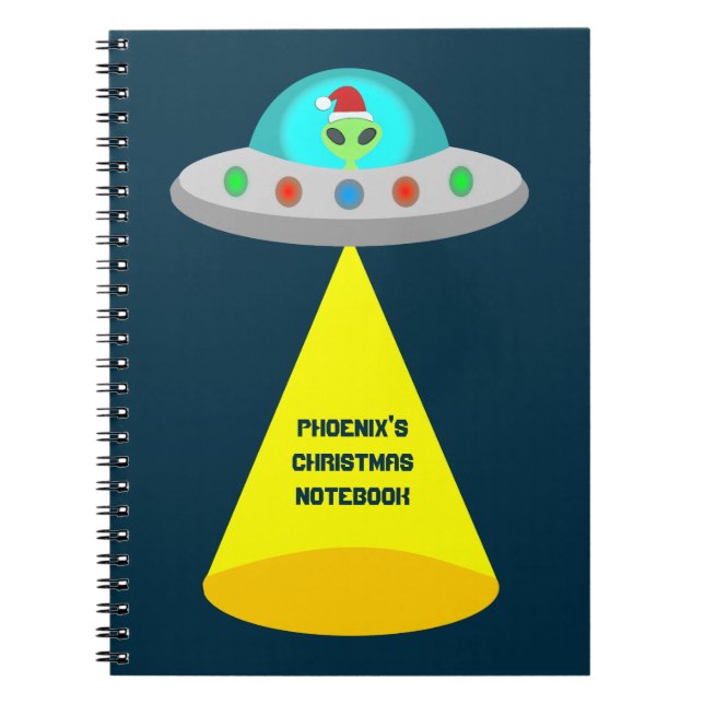 Jul UFO Ho Ho Alien flight saucer Anpassningsbar Anteckningsbok (Framsidan)