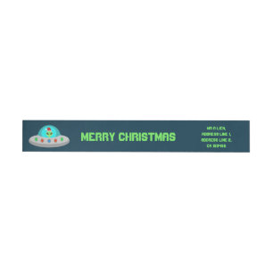Jul UFO Ho Ho Alien flight saucer Anpassningsbar Etikettband