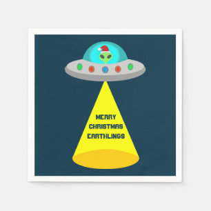 Jul UFO Ho Ho Alien flight saucer Anpassningsbar Pappersservett