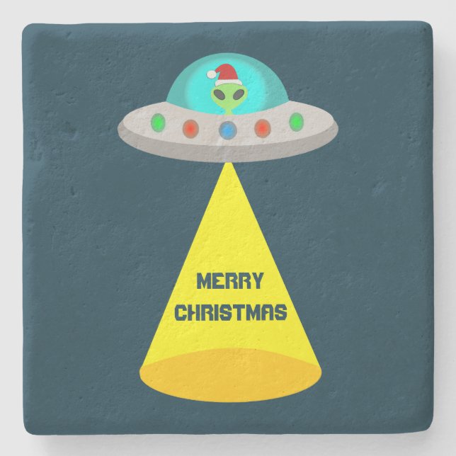 Jul UFO Ho Ho Alien flight saucer Anpassningsbar Stenunderlägg (Framsidan)