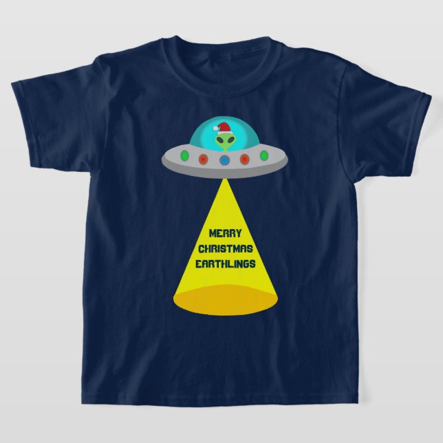 Jul UFO Ho Ho Alien flight saucer Anpassningsbar T Shirt (Laydown)