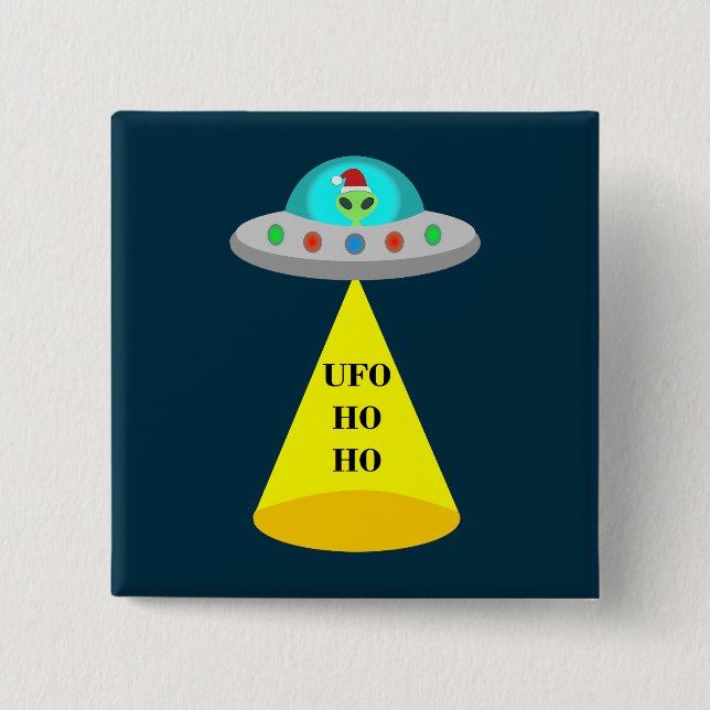Jul UFO Ho Ho Alien flight saucer Knapp (Framsida)