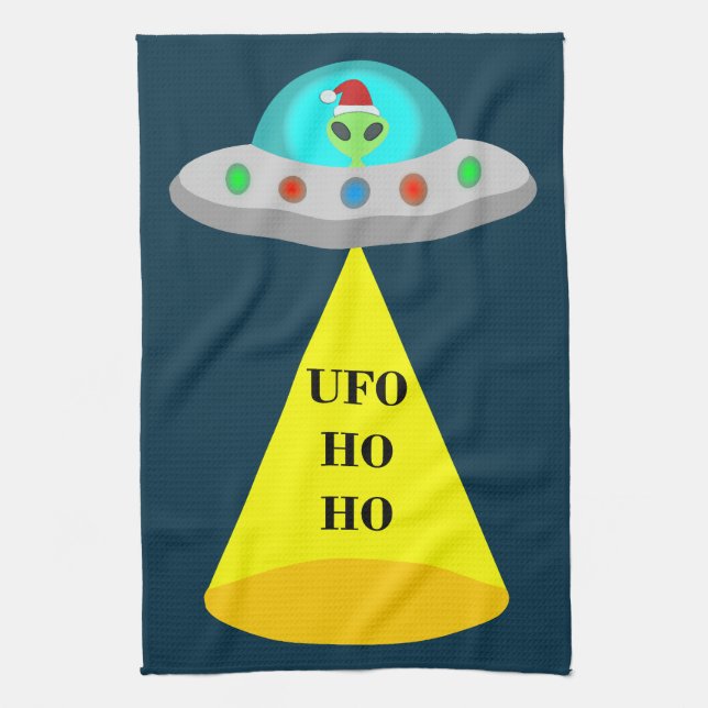 Jul UFO Ho Ho Alien flight saucer Kökshandduk (Vertikal)