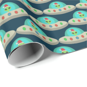 Jul UFO Ho Ho Alien flight saucer Patterned Presentpapper