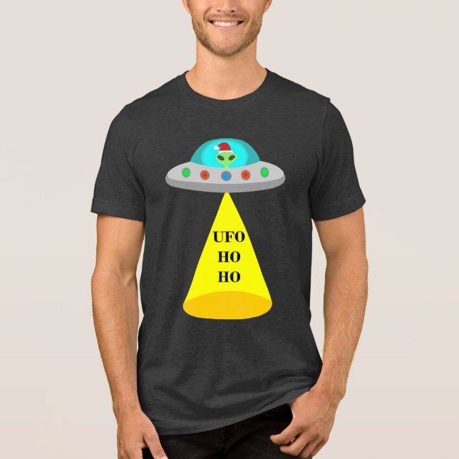 Jul UFO Ho Ho Alien flight saucer T Shirt (Framsida)