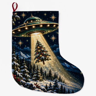 Jul-UFO som strålar upp julgranen Stor Julstrumpa