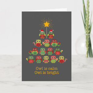 Jul Uggla är Lugn i Cute Uggla Illustrations Kort