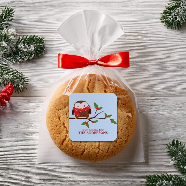 Jul Uggla Fyrkantigt Klistermärke (Skapare uppladdad)