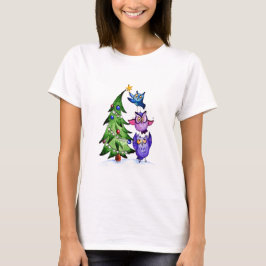 Jul uggla helgdag träd tee shirt