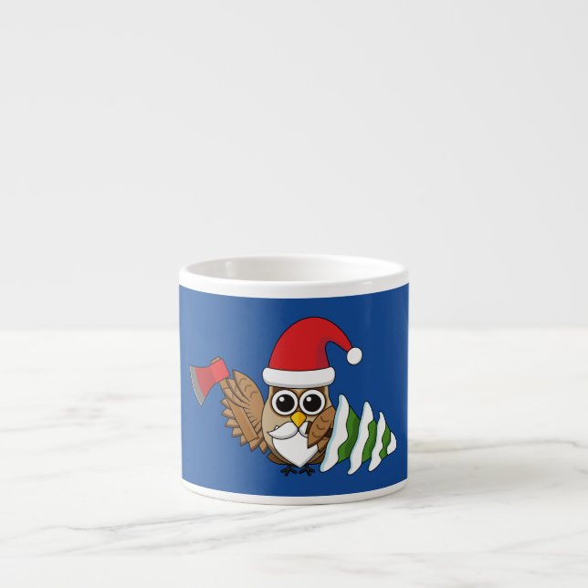 Jul Uggla med Ax och Snowy Gräs Träd Espressomugg (Framsidan)