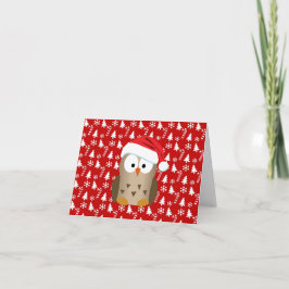 Jul Uggla med Santa Hat Helgkort