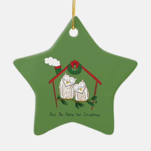 Jul Uggla ska vara hemort Julgransprydnad Keramik (Framsidan)