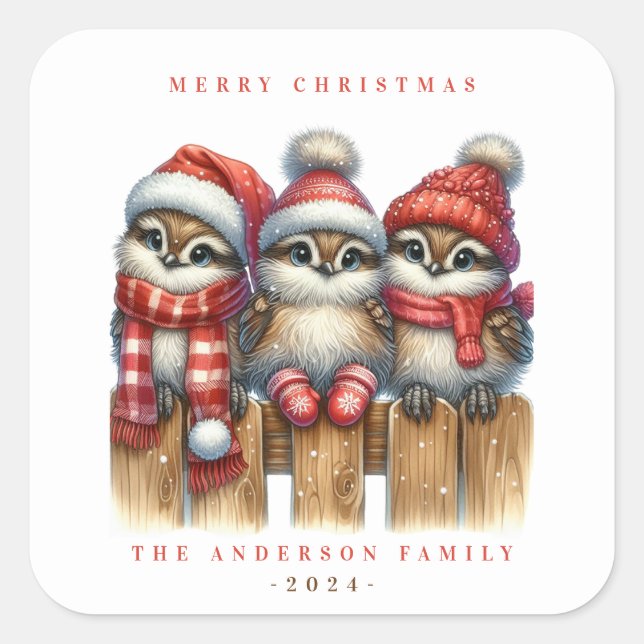 Jul Uggla Sticker Fyrkantigt Klistermärke (Framsida)