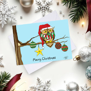 Jul Uggla Träd Ornaments Kort