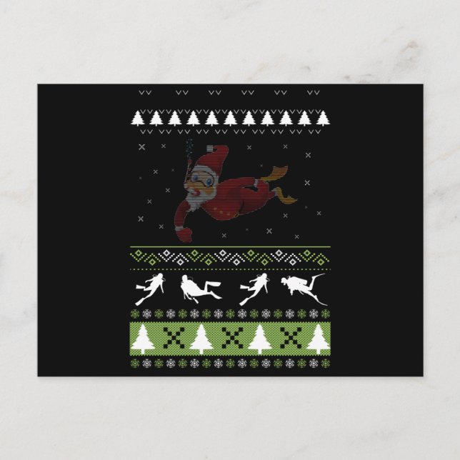 Jul Ugly Dyka Diver Julafton Pj Pajama Vykort (Framsida)