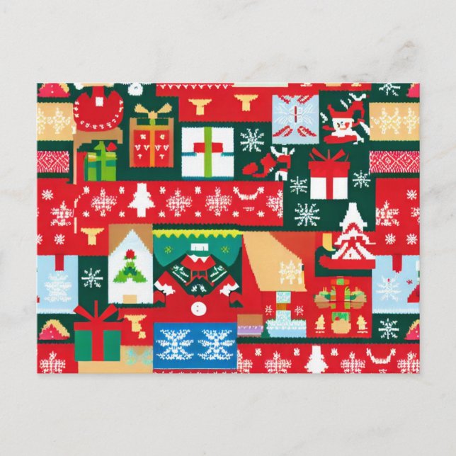 Jul Ugly Sweater 1 Helg Vykort (Framsida)