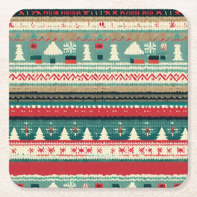 Jul Ugly Sweater 3 Underlägg Papper Kvadrat (Framsidan)