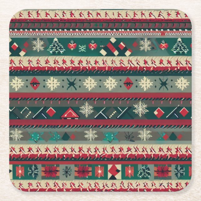 Jul Ugly Sweater 4 Underlägg Papper Kvadrat (Framsidan)