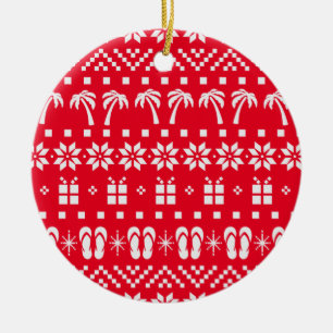Jul Ugly Sweater Beach Älskare Julgransprydnad Keramik