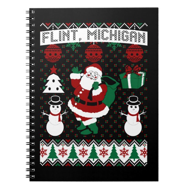 Jul Ugly Sweater Flint Michigan Anteckningsbok (Framsidan)