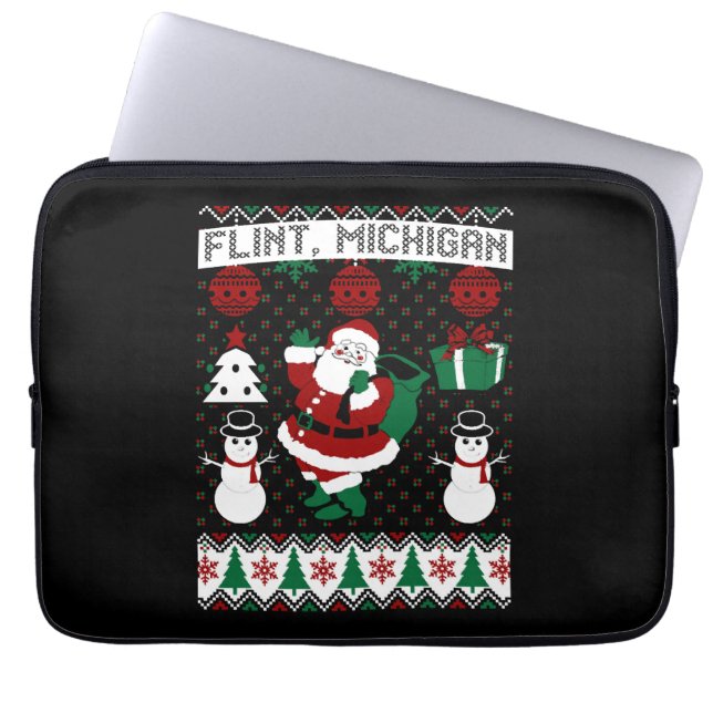 Jul Ugly Sweater Flint Michigan Laptop Fodral (Framsidan)