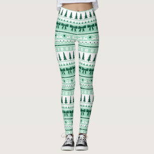 Jul: Ugly Sweater Sticka Mönster i Mint Grönt Leggings