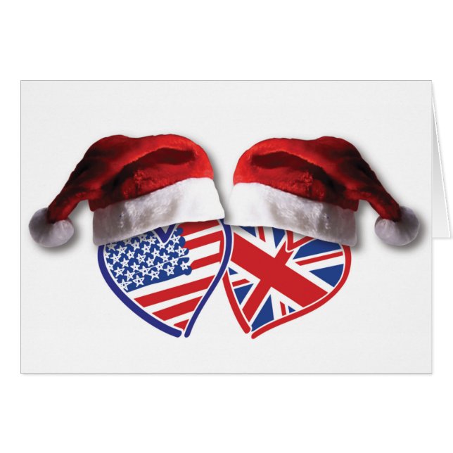 Jul UK USA Hearts Hälsningskort (Framsidan Horizontal)