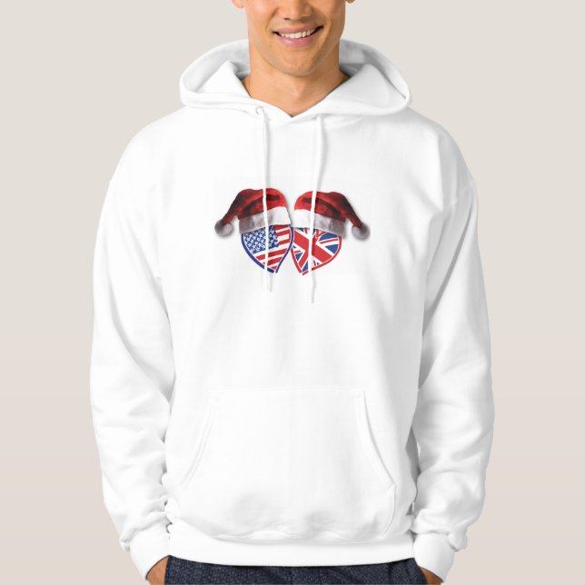 Jul UK USA Patriotic Hearts Hoodie (Framsida)
