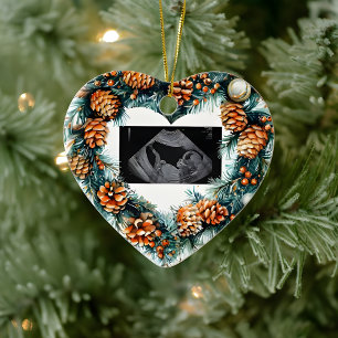 Jul ultraljud på bebis på väg julgransprydnad keramik